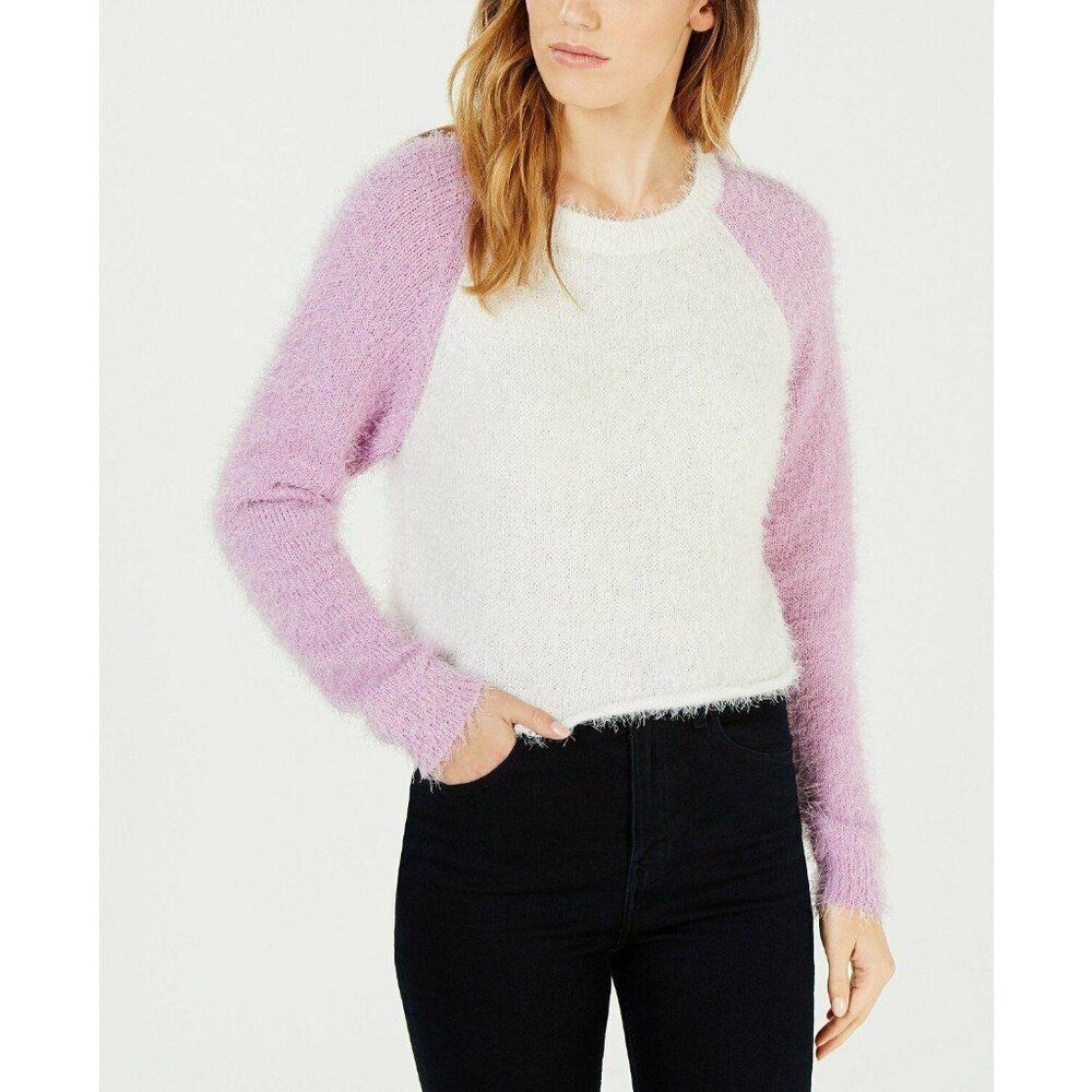 PLANET GOLD Juniors Fuzzy Cropped Baseball Sweater Medium (M) NWT